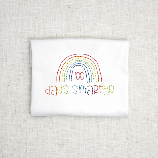 100 Days Smarter Embroidery Design for School, Machine Embroidery Design File