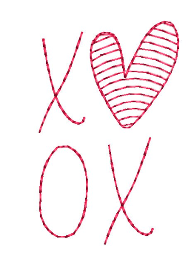 XOXO Embroidery Design for Valentine's Day