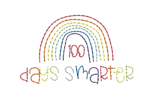 100 Days Smarter Embroidery Design for School, Machine Embroidery Design File