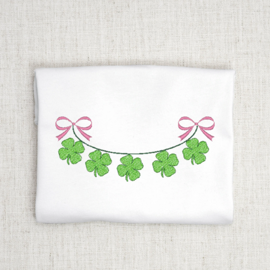 Shamrock Embroidery Design with Ribbon Accent