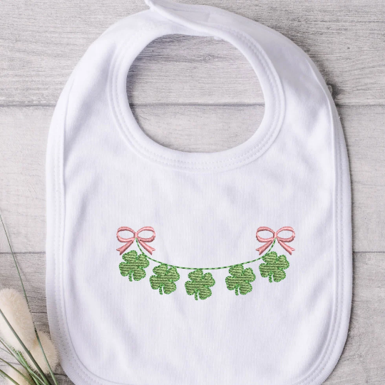 Shamrock Embroidery Design with Ribbon Accent