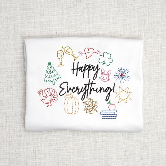 HAPPY EVERYTHING embroidery design for all seasons